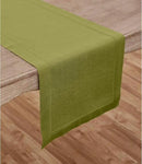 Solino Home Linen Hemstitch Table Runner 108 Inches Long - 100% Pure Linen Avocado Green Table Runner 14 x 108 Inch for Fall, Autumn, Thanksgiving - Classic Hemstitch by CozyNest Decor