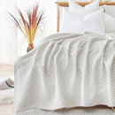 jinchan Boho 100% Cotton Blanket Muslin Twin Size 60x80 Inches Lightweight 3-Layer Geometric Square Pattern Reversible Quilt Throw Soft Breathable Comfy All Seasons for Couch Bed Decor, Light Grey by CozyNest Decor