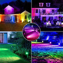 CLY Solar 6 in 1 RGB Spotlights Outdoor Garden, 10 Colors 12 Modes Solar Garden Floodlight Landscape Spotlights IP66 Waterproof 59.06ft Cable Spike Light for Lawn, Patio, Balcony by GreenHaven Gardens