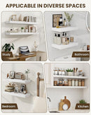 Marsmiles 55" Floating Shelves for Wall, Wooden Shelves with Invisible Brackets Set of 2, Rustic Farmhouse Wall Mounted Shelf for Kitchen Bathroom Living Room Study, White by CozyNest Decor