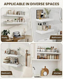 Marsmiles 31.5" Floating Shelves for Wall, Wooden Shelves with Invisible Brackets Set of 2, Rustic Farmhouse Wall Mounted Shelf for Kitchen Bathroom Living Room Study, White by CozyNest Decor