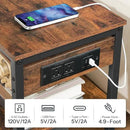 HOOBRO End Table with Charging Station, Simple Rustic Side Table with 3-Tier Storage Shelf, Narrow Nightstand for Small Spaces, for Living Room, Industrial Design, Rustic Brown and Black BF149UBZ01 by CozyNest Decor