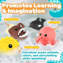 8 PCS Ocean Animal Bath Toys Mold Free Infant Bath Tub Toys for 12 Months - No Hole Bathtub Toys for Toddlers 1-3 Water Pool Toys for Baby Toddler Ages 1+ by TinyTreasures Baby Boutique