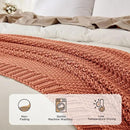Joydeco Chunky Cable Knit Throw Blanket, Lightweight 100% Cotton Soft Cozy Throw Twin Blanket for Couch Bed and Sofa, Rustic Breathable Farmhouse Blanket Gift for Women Men(Burnt Orange, 60"x80") by CozyNest Decor