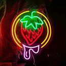 Strawberry Neon Sign USB Powered Sweet Fruit Led Light Up Sign Dimmable Funny Neon Light Wall Decoration for Home Kitchen Fruit Market Dessert Shop Farmhouse Restaurants by CozyNest Decor