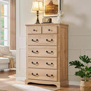 T4TREAM 6 Drawers Dresser Chests for Bedroom, 48" Tall Rustic Chset of Drawers, Wood Dressers Organizer for Bedroom, Living Room,Hallway, Natural Oak by CozyNest Decor
