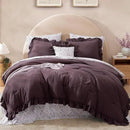 Full Comforter Set - 7 Pieces Ruffle Purple Bedding Sets, Shabby Chic Farmhouse Bed in a Bag Full with Ruffle Comforter, Floral Sheets, Pillowcases & Shams by CozyNest Decor