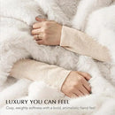 Luxury Faux Fur Throw Blanket, Soft Fluffy Faux Mink Blankets for Bed, Couch, Sofa, Thick Cozy Plush Warm Fur Throws with Reversible Velvet, Ivory Mink, 50"x60" by CozyNest Decor