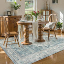 LIVEBOX Washable Area Rug 5x7 Rugs for Living Room Bedroom, Non-Slip Boho Indoor Carpet for Dining Room Office, Low-Pile Farmhouse Soft Carpets for Kids Nursery Room Playroom, Blue by TinyTreasures Baby Boutique