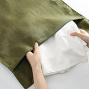 Linen Hanging Laundry Bag, 100% Linen Over The Door Laundry Hamper with Buttons and Zipper, Space Saving Door Hampers for Laundry Dirty Clothes Home Travel, Green by CozyNest Decor