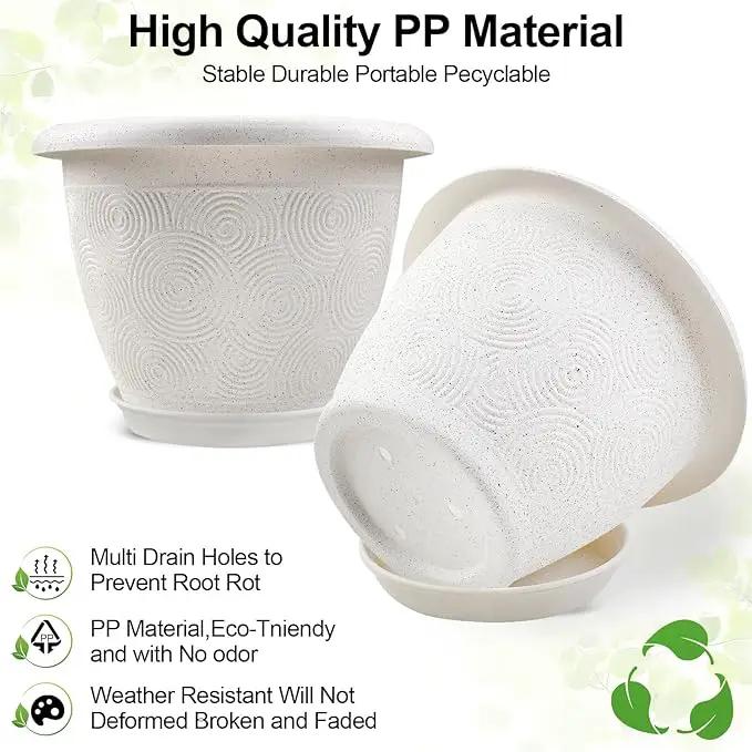 Plastic Flower Pots Planters for Indoor Plants, 4 Pack 14 Inch White Plant Pots with Drainage Hole & Tray, Modern Decorative Large Plant Pot with Saucer for Indoor Outdoor Plants Garden House Planter, photo 4 of 7