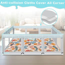 74" ×50" Large Baby Playpen, Baby Playard for Babies and Toddlers, Play Pens for Indoor & Outdoor, Sturdy Safety Play Yard with Soft Breathable Mesh, Anti-Fall, Grey (with MAT) by TinyTreasures Baby Boutique