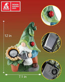 Solar-Powered Large Garden Gnome Watering Can Sunflower - 12 in Garden Decor Gnomes Decorations for Yard Lawn Ornaments Outside Statue Figurine LED Lights (Gnome) by CozyNest Decor