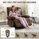 Oversized Power Recliner Chair 350lb with Hidable Cup Holders, Extra Wide Large Big Electric Recliner Chair with Lumbar Support Pillow Nursery Chair Living Room (Power, BROWN-ET6008) by CozyNest Decor