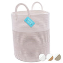 OrganiHaus White Baby Hamper Basket 15x18 | Toy Basket Storage for Kids | Large Woven Baskets for Storage | Round Laundry Basket | Blanket Holder for Bedroom | Boho Blanket Basket for Living Room by TinyTreasures Baby Boutique