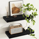 Fun Memories Deep Floating Shelves - 16" W x 9" D x 1.6" H Rustic Black Wall Shelf - Wall Mounted Shelves for Storage - Wooden Shelves with Invisible Brackets for Living Room, Farmhouse - Set of 2 by CozyNest Decor