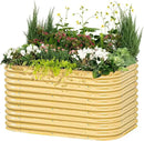 Vego garden 32" Extra Tall Raised Garden Bed Kits, 6 in 1 Modular Raised Planter Box for Vegetables Flowers Fruits Oval Metal Raised Garden, Sunlit Oak by CozyNest Decor