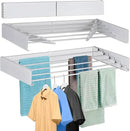 FOCHIER F Laundry Drying Rack Wall Mounted Clothes Drying Rack Collapsible with 5 Aluminum Rods and Drilling Template Long Screwdriver Bit 60 lbs Capacity (White, 31.5") by CozyNest Decor
