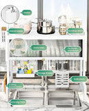 Dish Drying Rack, 3-Tier Over Sink Dish Drying Rack, 33.5" Sink Dish Rack for Small Kitchen, Space-Saving Sink Dish Rack with Cover, Baskets, Utensil, Large Kitchen Storage Organizer White by CozyNest Decor