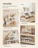 SONGMICS Spice Racks, Set of 2 Expandable Kitchen Countertop Shelves, Small Cupboard Organizers, Metal, Space-Saving Tabletop Shelves, Matte White UKCS402W01 by CozyNest Decor