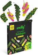 Welly Bandage Glow-in-The-Dark Refill Pack | Adhesive Flexible Fabric Bandages | Assorted Shapes and Patterns for Minor Cuts, Scrapes, and Wounds - 120 Count by TinyTreasures Baby Boutique