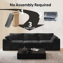 118" 3-Seater Cloud Sofa,Modular Sectional Couch,Modern Deep Seat Upholstered Couches with Plush Corduroy Fabric for Living Room Furniture,Bedroom and Apartment,No Assembly Required,Black by CozyNest Decor