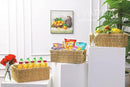 Large Natural Wicker Basket Rectangular with Wooden Handles, Seagrass Storage for Organizing, Shelves 15.5 x 10.6 x 5.5 inches by CozyNest Decor
