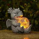 Solar Powered Dragon LED Light Garden Statue Outdoor Decorative Sculpture with Crackle Glass Ball Waterproof Yard Art Decor for Patio Lawn by GreenHaven Gardens