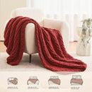 L'AGRATY Chunky Knit Blanket Throw: 60''x80'' Chenille Chunky Knitted Throw Blankets for Twin Bed Couch - Handmade Thick Cable Knit Blanket - Large Crochet Rope Blankets for Home Decor(Maroon Red) by CozyNest Decor