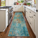 Washable Area Rugs 2'x6' Non-Slip Modern Abstract Soft for Living Room Entryway Bedroom Nursery, Print Pattern, Teal Blue Green Orange Rust Red Colorful by TinyTreasures Baby Boutique