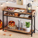 IRONCK Console Table, Sofa Table with Power Outlet, Farmhouse Hallway Table for Entryway, Living Room, Height Adjustable, Easy Assembly, Rustic Brown, 43" by CozyNest Decor