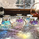 Cooo 2 Pack Solar Lantern Outdoor Waterproof Iridescent Crackle Glass with 215% Larger Solar Panel, Stainless Steel Lid – Rainbow Glass Hanging Light with Cool White LED for Garden Patio Table by CozyNest Decor