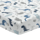 Lambs & Ivy Baby Dino Blue/White Dinosaur Nursery 6-Piece Crib Bedding Set by TinyTreasures Baby Boutique