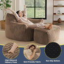 Giant Bean Bag Chairs for Adults, Oversized Chaise Lounge Chair Indoor with Memory Foam - Plush Boneless Lounger & Ottoman for Bedroom, Living Room, Gaming & Reading, Lazy Floor Sofa Chair, Khaki by CozyNest Decor