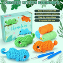 Crochet Kit for Beginners - 3 PCS Baby Chameleon Crochet Kits with Step-by-Step Video Tutorials, Beginner Crochet Kit for Adults Kids, Chameleon Crocheting Set (Orange&Blue&Green) by TinyTreasures Baby Boutique