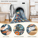 Floral 9x12 Area Rug Machine Washable Soft Print Boho Carpet Non Slip Doormat Low Pile Flower Area Rugs for Living Room Bedroom Nursery Kitchen Dining Room Indoor-Blue/Grey by TinyTreasures Baby Boutique