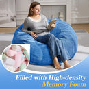 3.5FT Bean Bag Chairs Teardrop Bean Bag Chair for Adults Beanbag Chair with Memory Foam Filled Machine Washable Cover for Living Room, Bedroom (Large,Blue) by TinyTreasures Baby Boutique