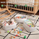 Storage Baskets for Organizing 3 Pack, Woven Baskets for Shelves, Closet Organizer Bins Empty Gift Basket Toy Storage for Toys, Books, Towels, Clothes, 15"x11.42"x6.7", White & Black by TinyTreasures Baby Boutique