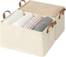 StorageWorks Storage Bins, Shelves Baskets for Organizing, Large Fabric Closet Organizers with Handles, Metal Frame, Beige（Texture）, 2-Pack by CozyNest Decor