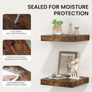 Square Floating Shelves for Wall, 12"W x 12"D x 1.2"H, Small Wooden Wall Mounted Display Shelf with Invisible Brackets for Living Room, Bedroom, Bathroom, Kitchen Decor, Set of 3, Rustic Brown by CozyNest Decor