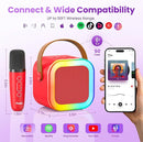 Mini Karaoke Machine for Kids Adults, Portable Karaoke Microphone Singing Speaker Bluetooth Karaoke Player with 2 Wireless Mic, Birthday Gifts for Girls Boys 4-12 Year Old, Family Home Party(Red) by TinyTreasures Baby Boutique
