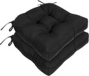 RACE LEAF Outdoor Cushions 19" x 19" Patio Chair Seat Pads, Set of 2 Thick Fill Tufted Square Patio Cushions, Water-Resistant Olefin Chair Seat Cushion with Ties for Non-Slip Support, Black by GreenHaven Gardens