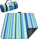 HX&OD Outdoor Picnic Blanket Extra Large, 80''*60'' Waterproof Picnic Mat with Stakes Foldable Camping Blanket Portable with Carry Strap for Beach Mat (Green& White, 80''*60'') by TinyTreasures Baby Boutique