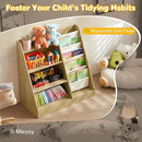 Kids Bookshelf, 4-Tier Kids Wooden Bookshelf with Toy Storage Montessori Toy Shelf, 32”L x 16”D x 32”H Nursery Bookshelves Childrens Bookcase Baby Toddler Book Shelf for Kids Rooms Clearance by CozyNest Decor