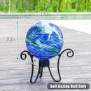 VCUTEKA Glass Outdoor Gazing Globe, Blue and Green Hand Painted Swirled Sphere for Patio Garden Gazing Ball Yard Ornament, 10 Inch by CozyNest Decor