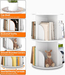 Rotating 2-Tier Bookshelf, 360° Spinning Corner Bookcase with Lazy Susan, White Space Saving Organizer for Study Room, Home Office, Kids Rooms, Bedroom, Adults & Kids by TinyTreasures Baby Boutique