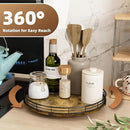 Lazy Susan Turntable Organizer for Table Top, 12’’ Round Wooden Lazy Susan for Cabinet Kitchen Countertop Pantry Dining Coffee Table for Condiments Spices, Rustic Bathroom Vanity Tray for Soap Candle by CozyNest Decor
