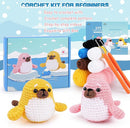 Crochet Kit for Beginners - Seal Crochet Kits with Step-by-Step Video Tutorials, Beginner Crochet Kit for Adults Kids, Crochet Animal Kit, 2 PCS Seals with a Fish Crocheting Set by TinyTreasures Baby Boutique