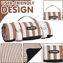 Striped Picnic Blanket Waterproof & Sand Proof, 5-Layer Beach Blanket Portable with Carry Strap, Extra Large Foldable Picnic Rug Machine Washable for Camping Party,Wet Grass,Kids Playground by TinyTreasures Baby Boutique