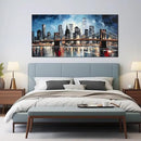 Brooklyn Bridge Wall Art for Bedroom,Modern City Large Canvas Wall Art Living Room,Blue Home Office Decor 29 x 59 Inch by CozyNest Decor